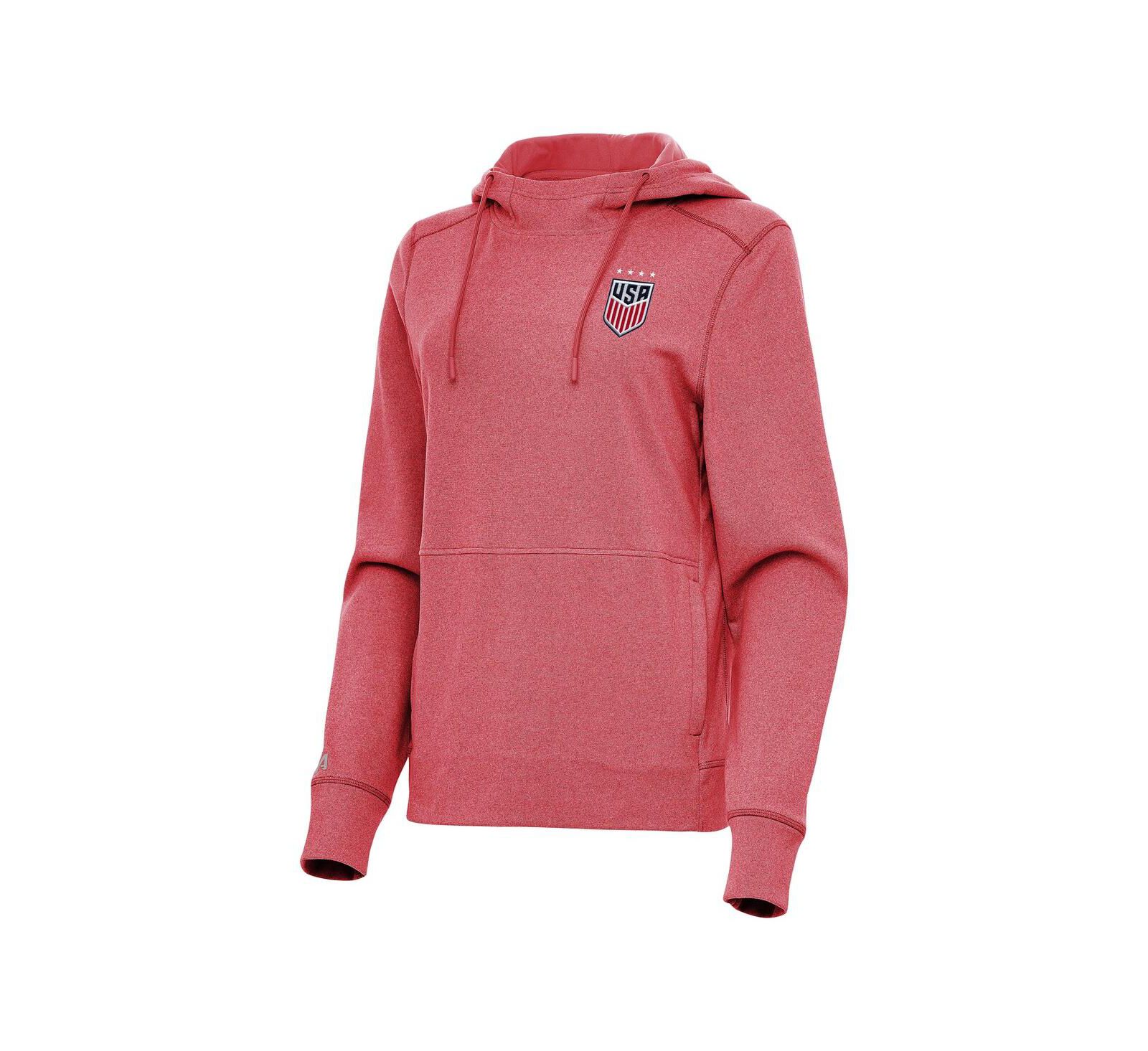 Женский худи Antigua Heather Red USWNT Justice Pullover