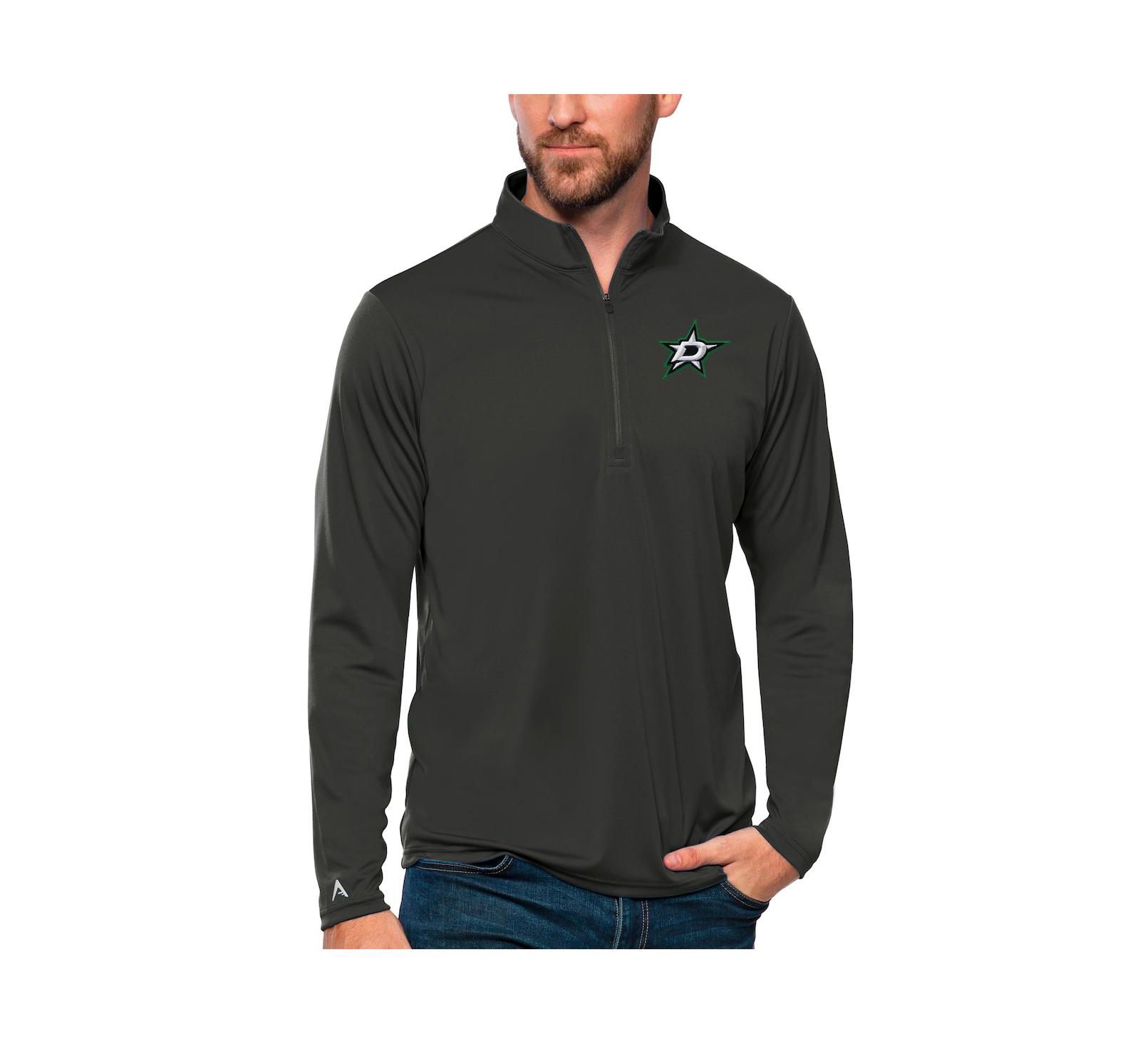 Мужская толстовка Antigua Men's Charcoal Dallas Stars Tribute Quarter-Zip Pullover