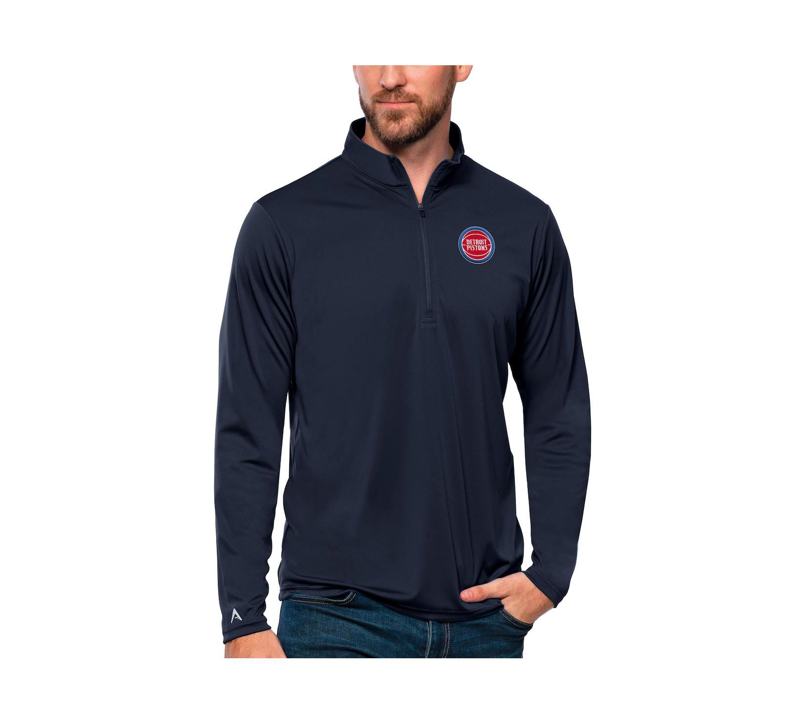 Antigua Мужская толстовка Antigua Men's Navy Detroit Pistons Tribute Quarter-Zip Pullover Sweatshirt
