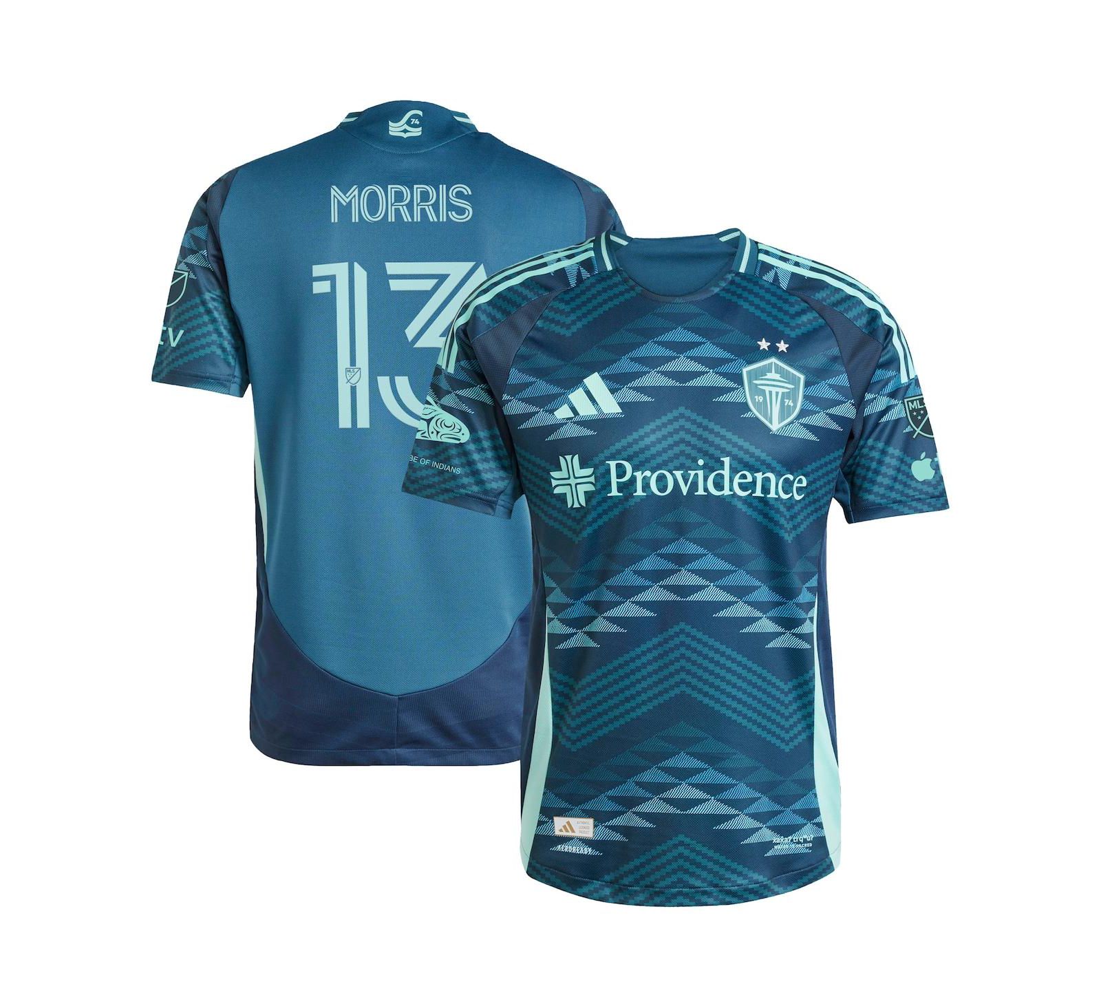 Джерси Adidas Men's Jordan Morris Blue Seattle Sounders FC 2025 The Salish Sea Kit Authentic Player Jersey