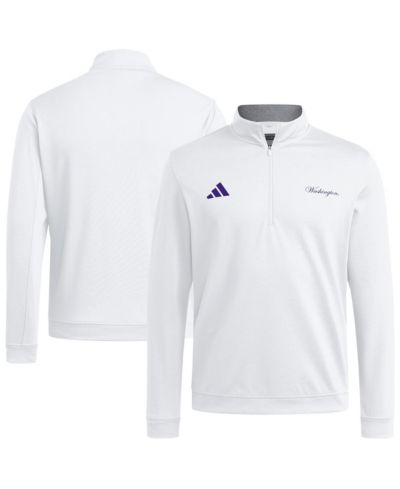Adidas Men's White Washington Huskies Elevated Quarter-Zip Jacket