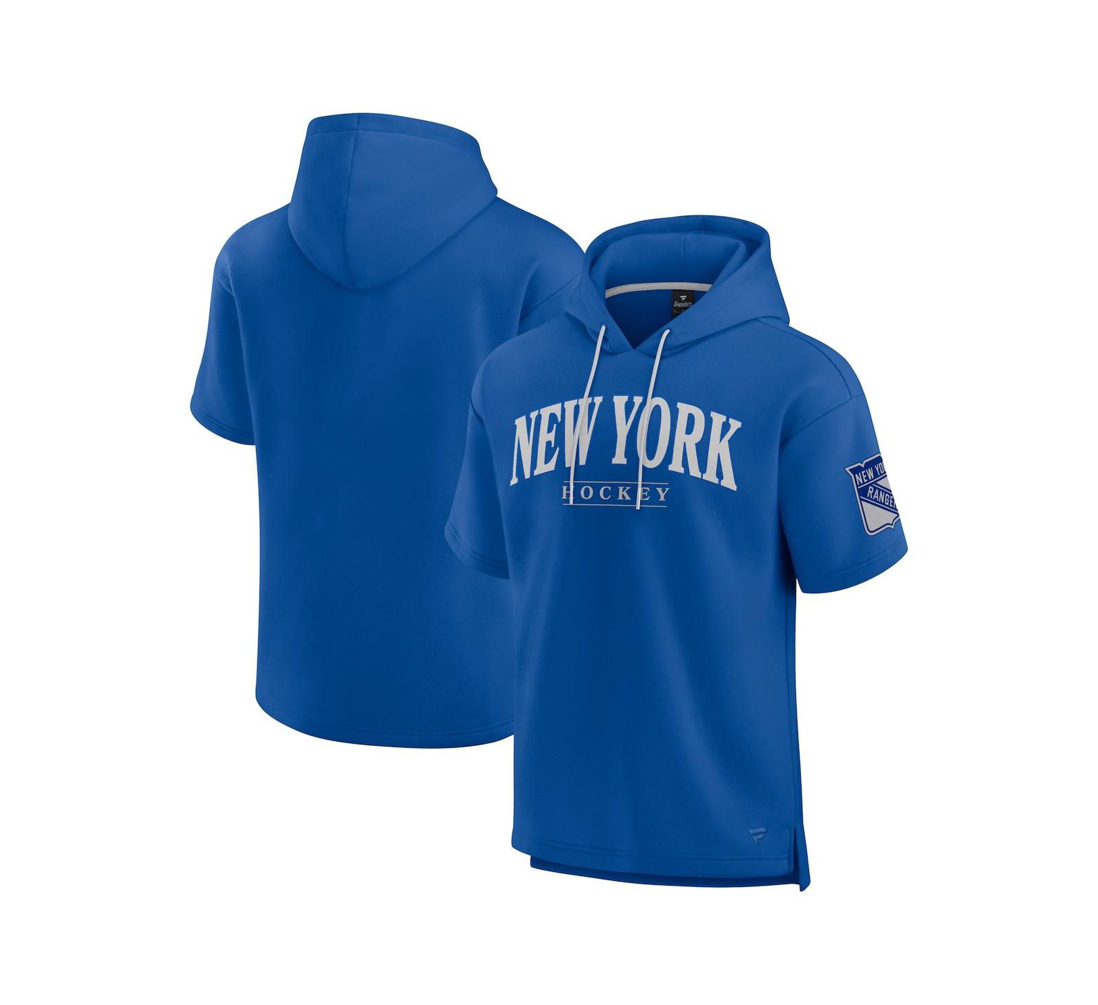 Fanatics Men's Blue New York Rangers Elements Ready Short Sleeve Pullover Hoodie