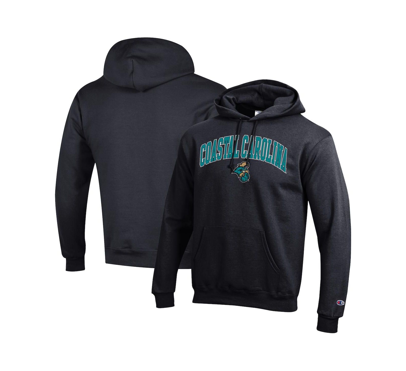 Мужское худи Champion Black Coastal Carolina Chanticleers Arch Over Logo Pullover
