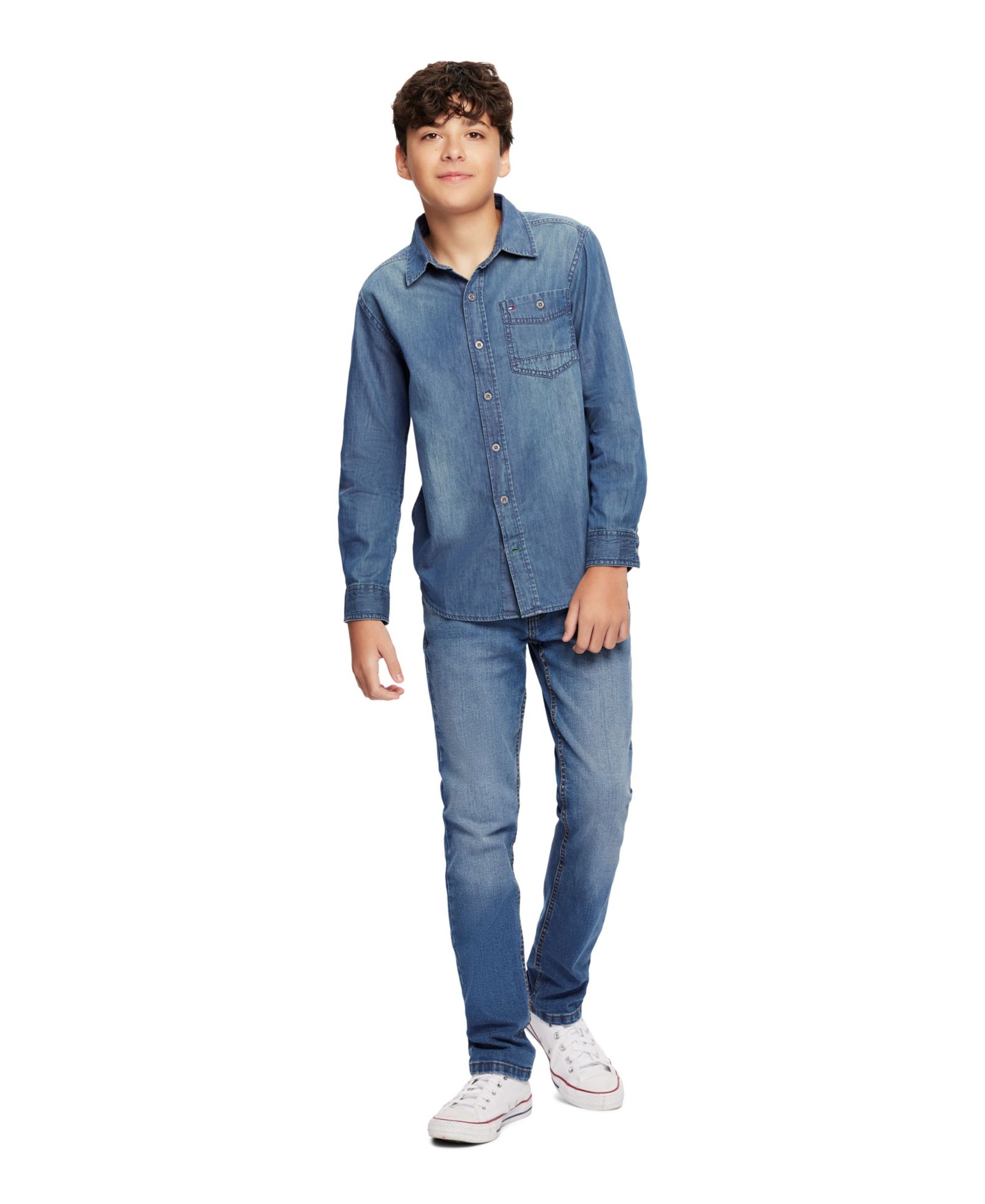Tommy Hilfiger Boys 2T-7 Button-Front Max Denim Shirt