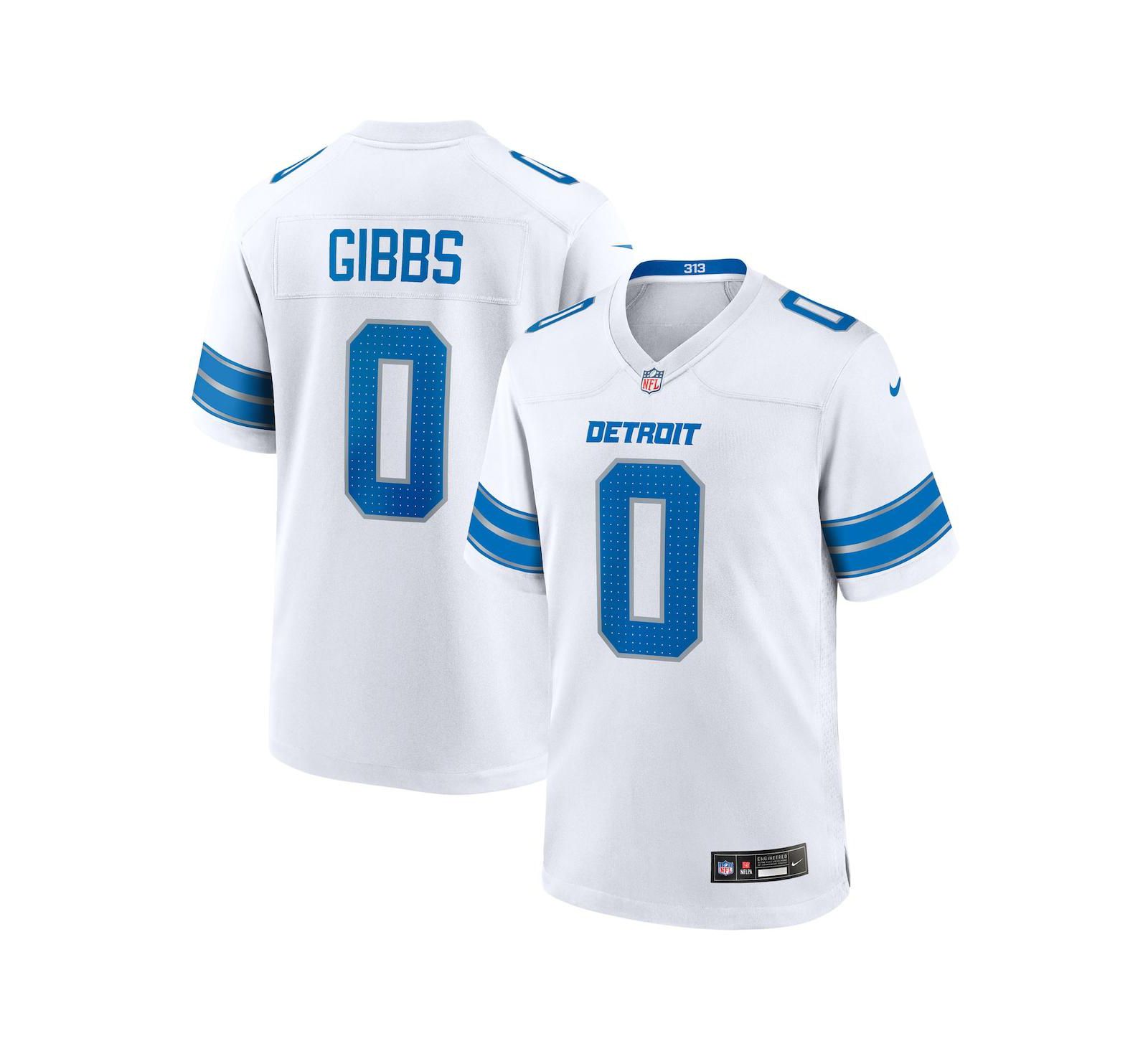 Nike Men's Jahmyr Gibbs White Detroit Lions Game Player Jersey