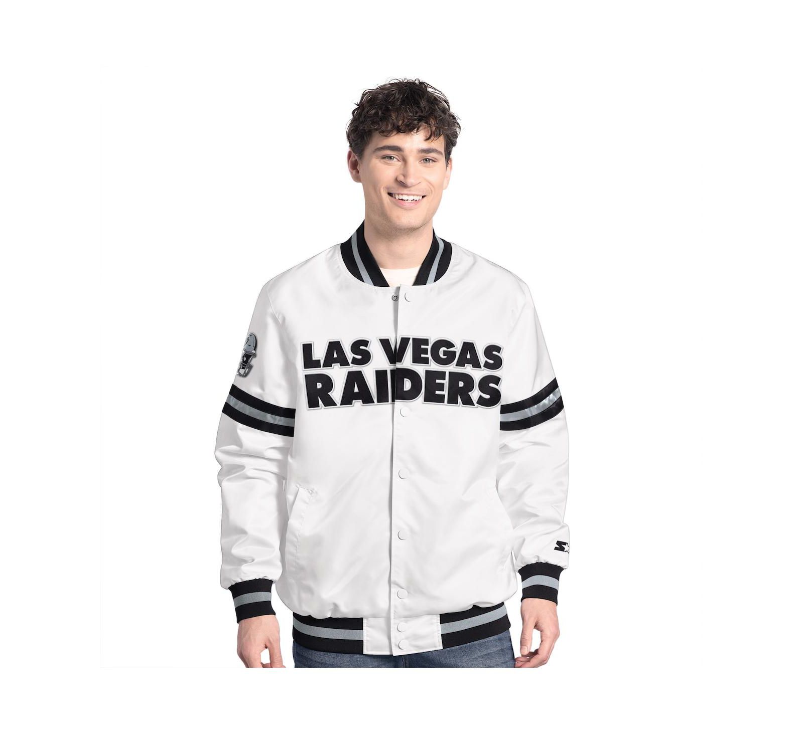 Мужская куртка Starter White Las Vegas Raiders Scout Full-Snap Varsity