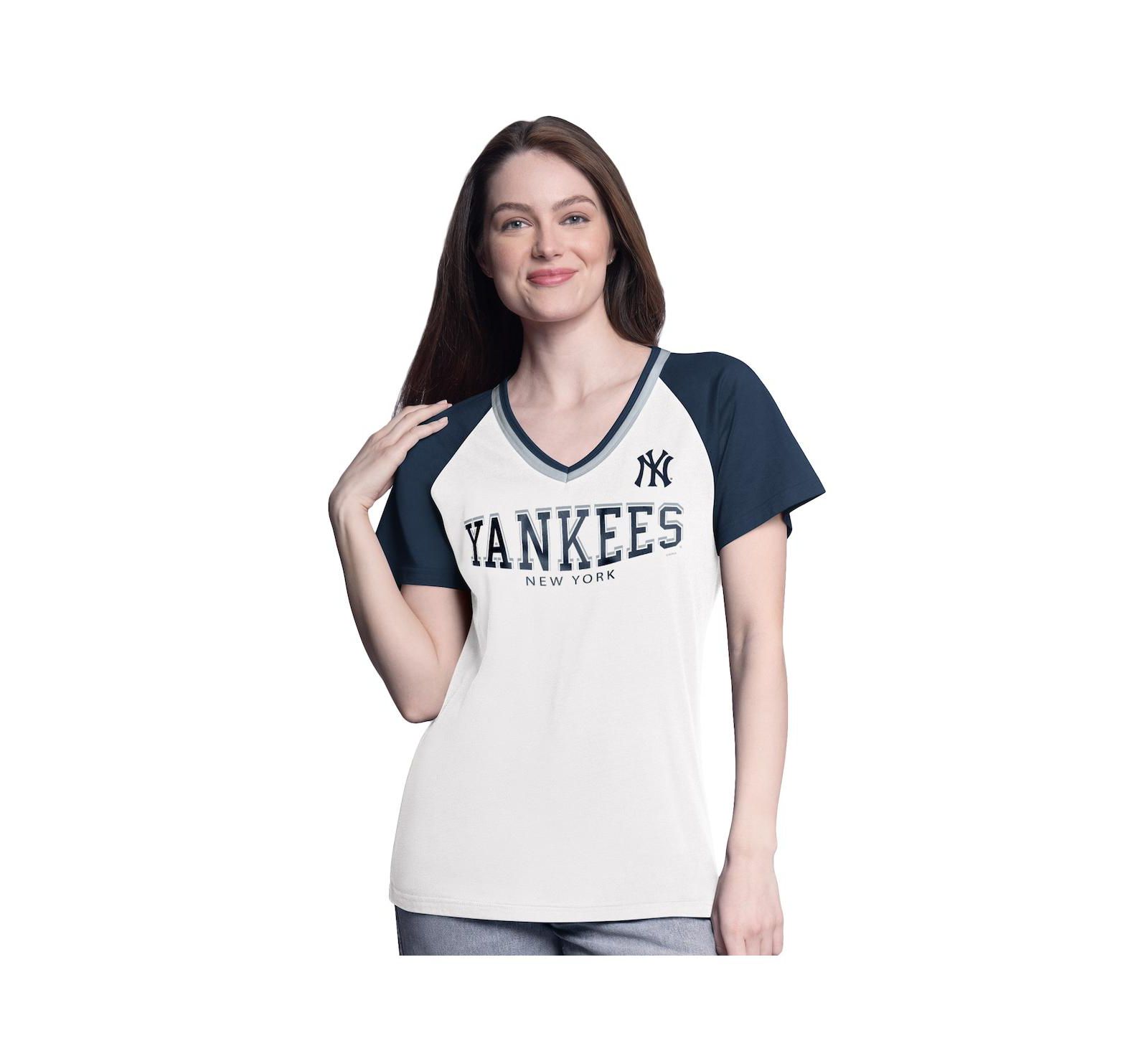 G-III 4Her by Carl Banks Women's футболка V-образного выреза New York Yankees Raglan