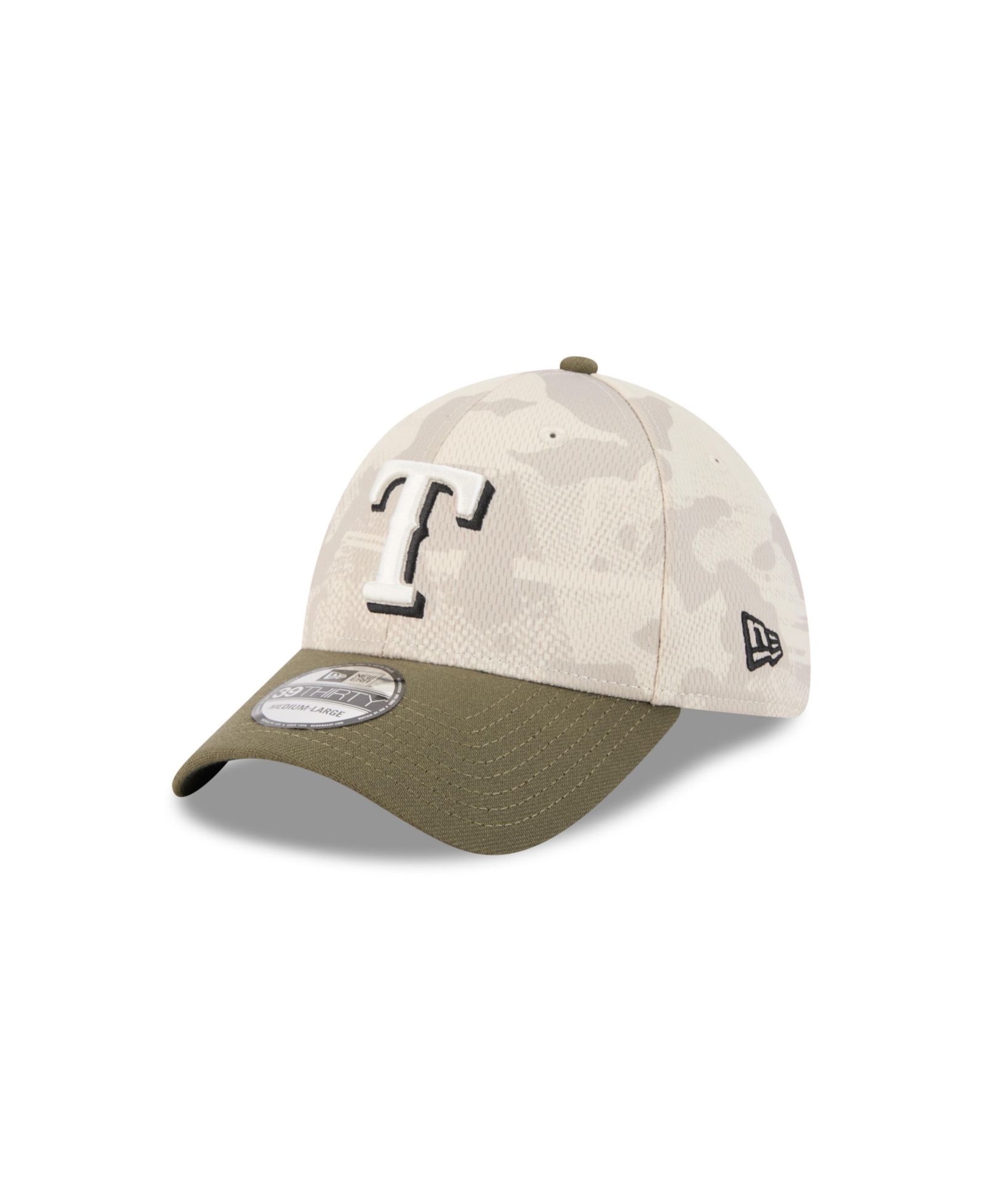 Мужская кепка New Era Texas Rangers 2025 Armed Forces Day 39THIRTY Flex светло-бежевый/оливковый