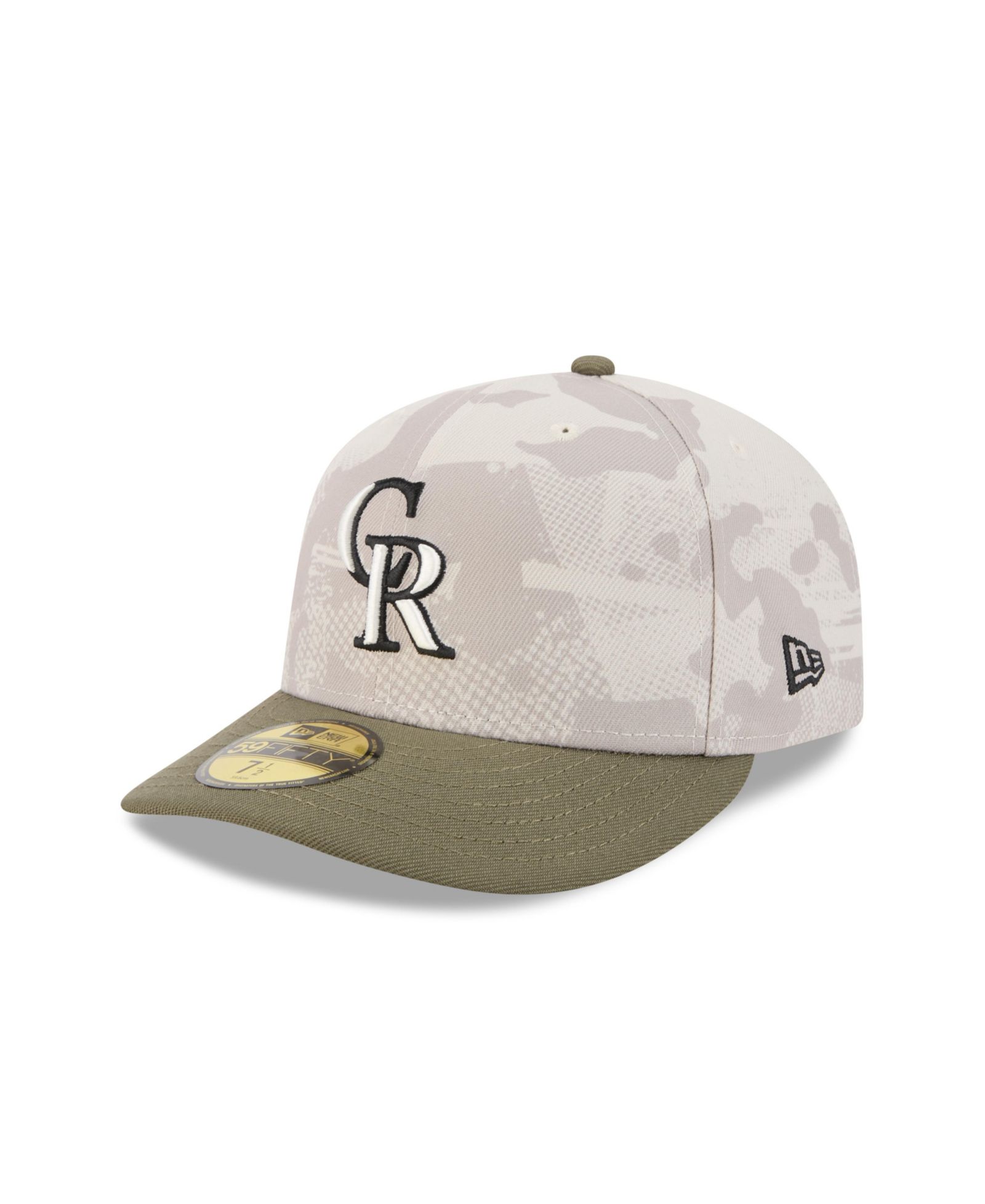 New Era Мужская кепка 59FIFTY Colorado Rockies 2025 Armed Forces Day, Светло-бежевый/Оливковый