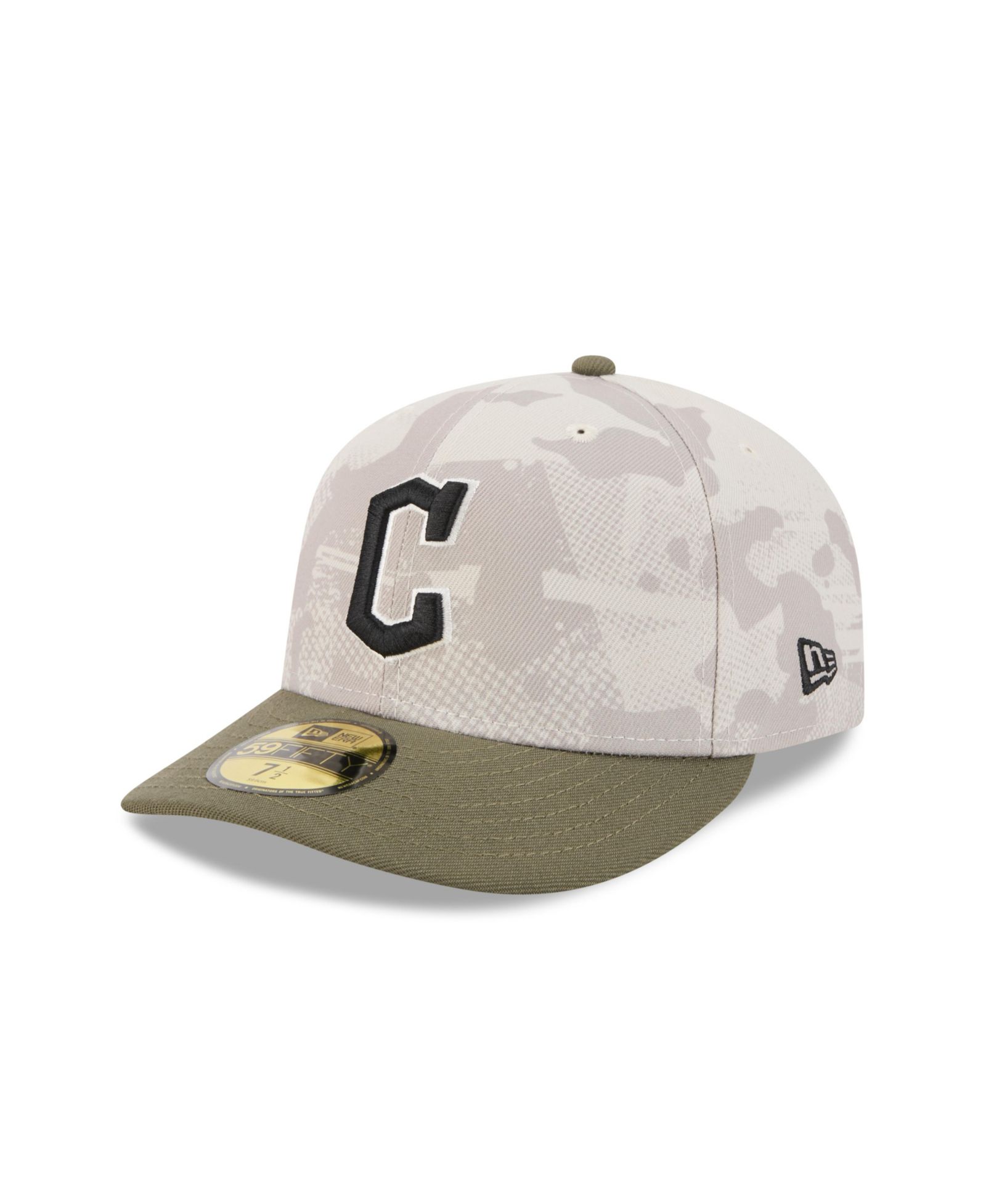 Мужская кепка New Era Light Beige/Olive Cleveland Guardians 2025 Armed Forces Day 59FIFTY Fitted