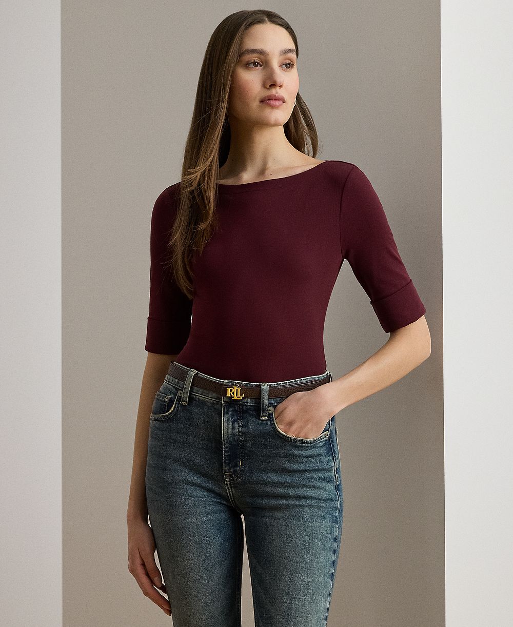 Lauren Ralph Lauren футболка с лодочным вырезом из эластичного хлопка для миниатюрных фигур