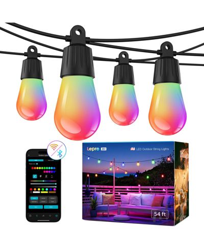 Lepro ZB1 15-bulbs 54ft AI Smart RGBIC & Warm White Outdoor String Lights, Alexa Google Enabled, APP Control Only NO Remote, 2.4GHz WiFi Bluetooth