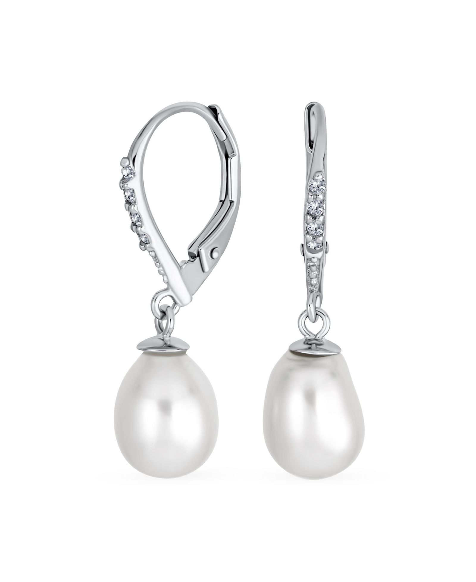 Серебряные серьги-капли с речным жемчугом от Bling Jewelry