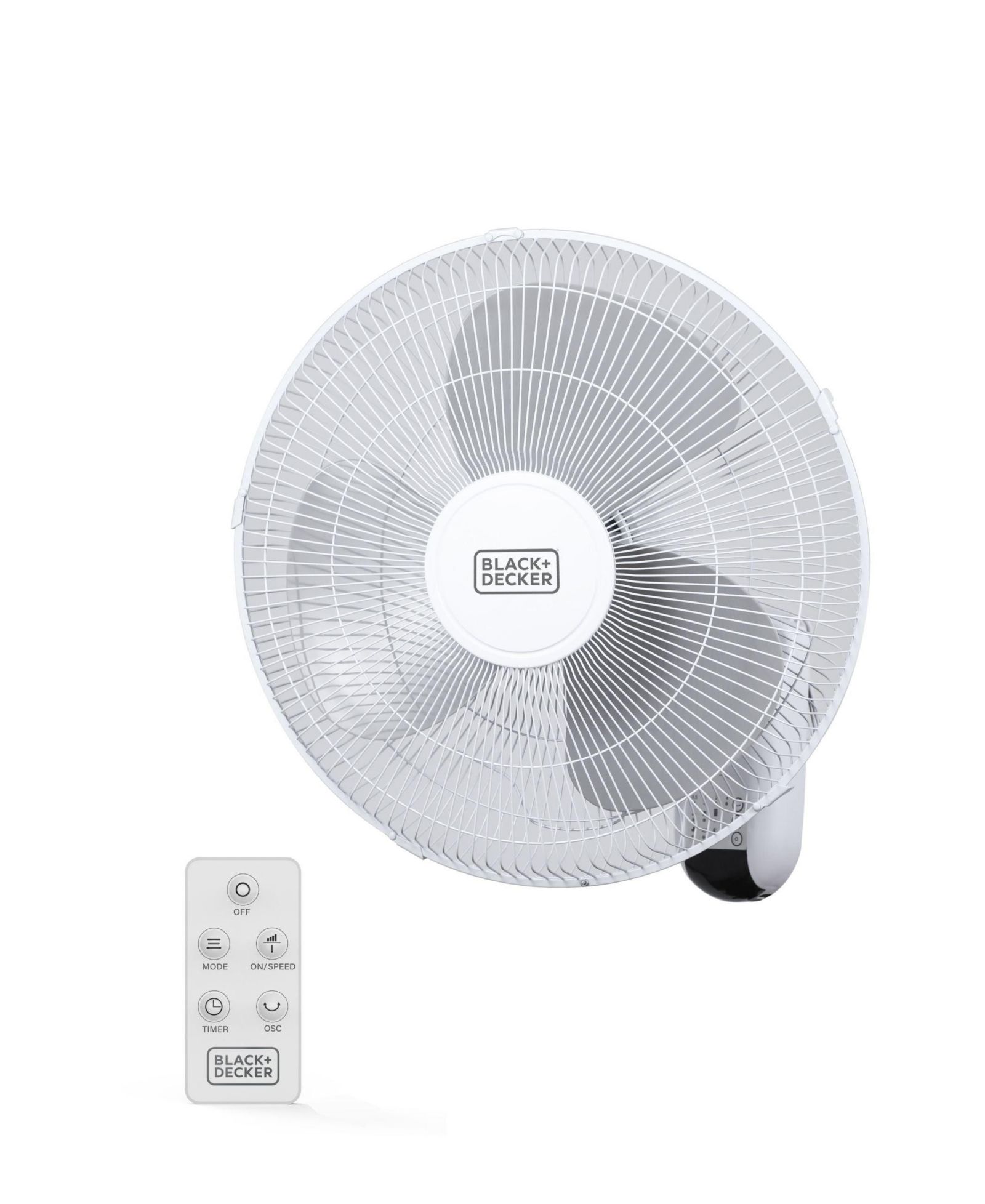 Настенный вентилятор BLACK+DECKER 16" Oscillating с пультом управления, белый