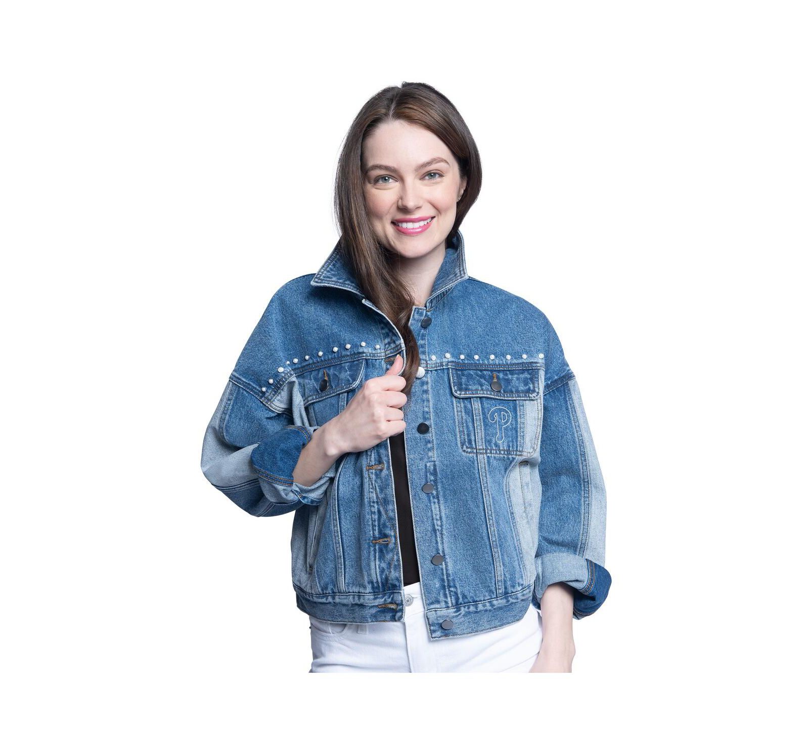 Женская джинсовая куртка G-III Sports by Carl Banks Philadelphia Phillies Victory Oversized на пуговицах