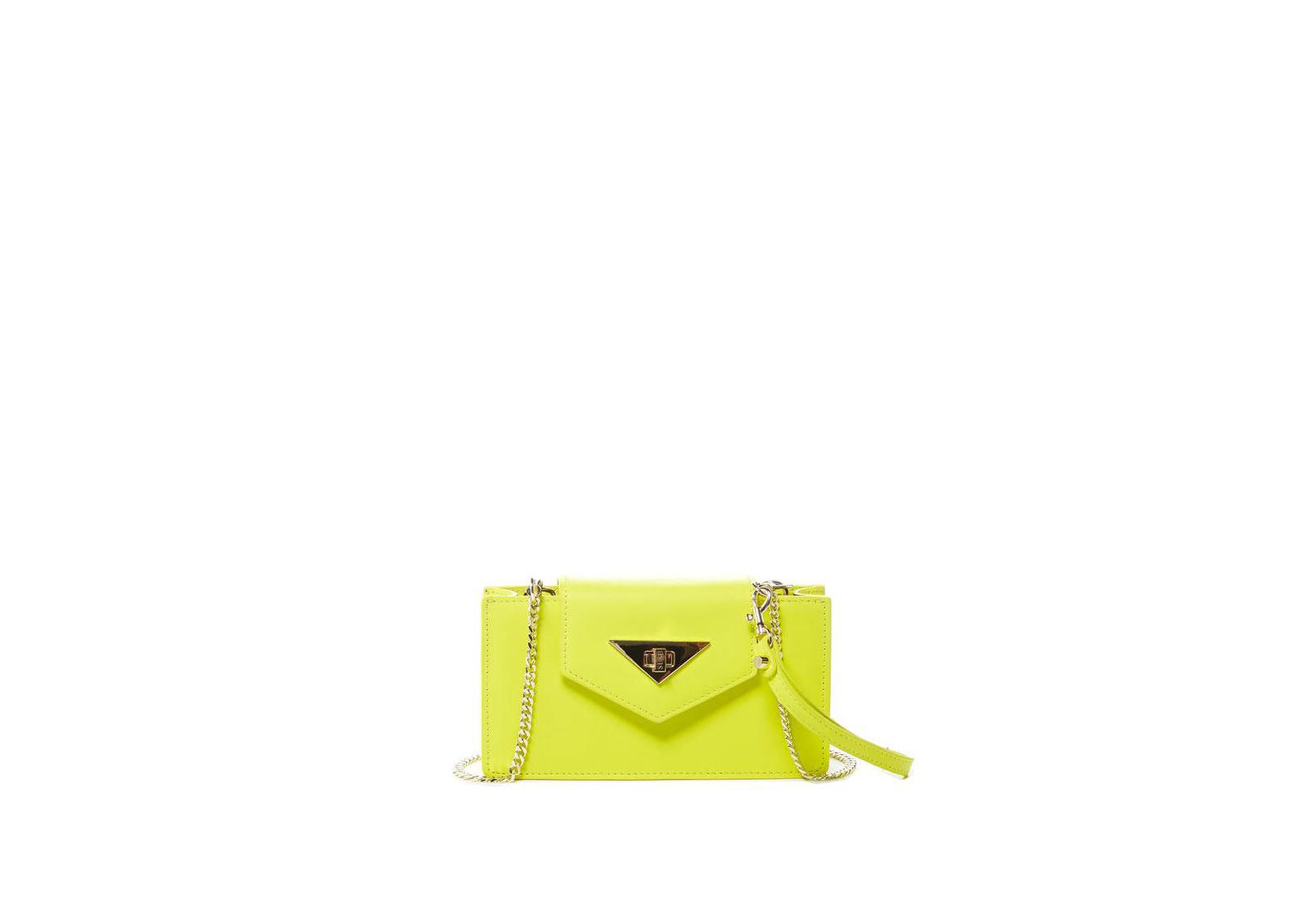 SUSU Bright Yellow Mini Crossbody Purse Chain Strap Leather Wristlet Women's Handbag