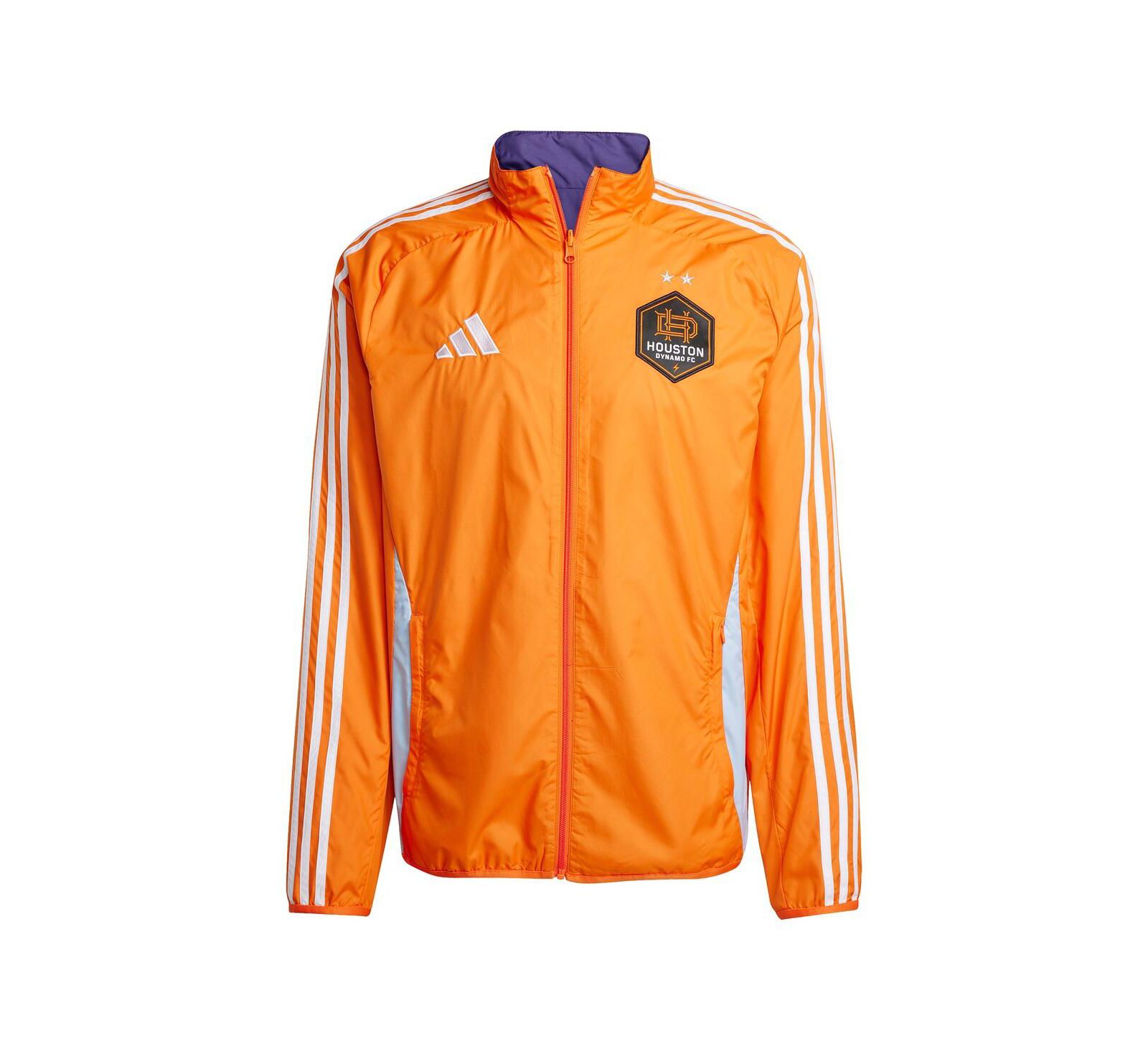 Мужская двусторонняя куртка на молнии Adidas Houston Dynamo FC 2025 Anthem Orange/Purple