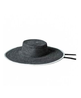 Brunna.co Lolo Wide-brim Jute Boater Hat in Black