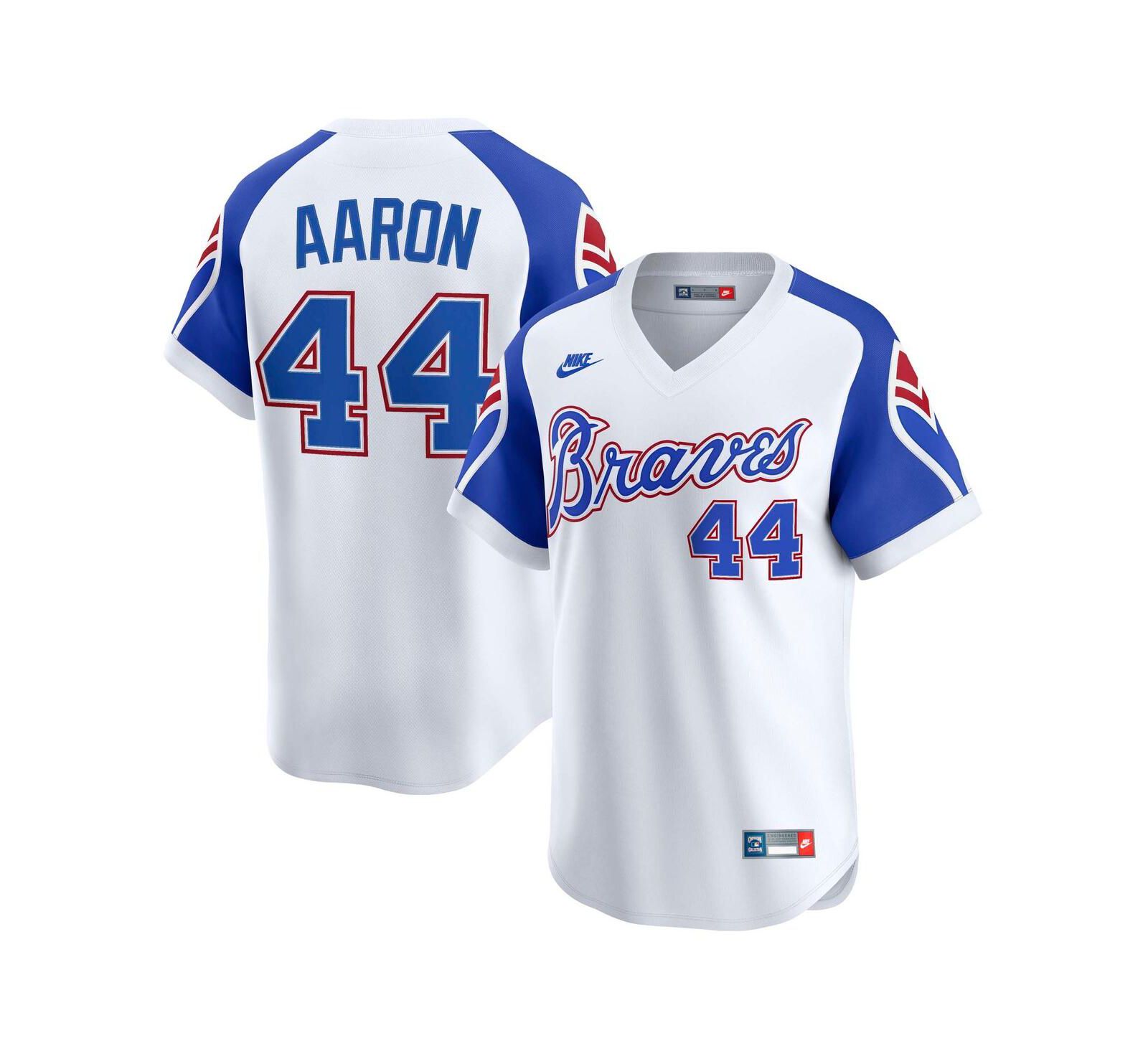 Джерси Nike Men's Hank Aaron White Atlanta Braves Throwback Cooperstown Collection Limited