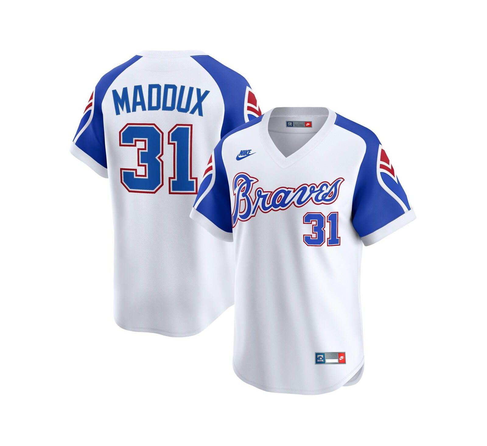 Мужская джерси Nike Greg Maddux Atlanta Braves Throwback Cooperstown Collection, белая