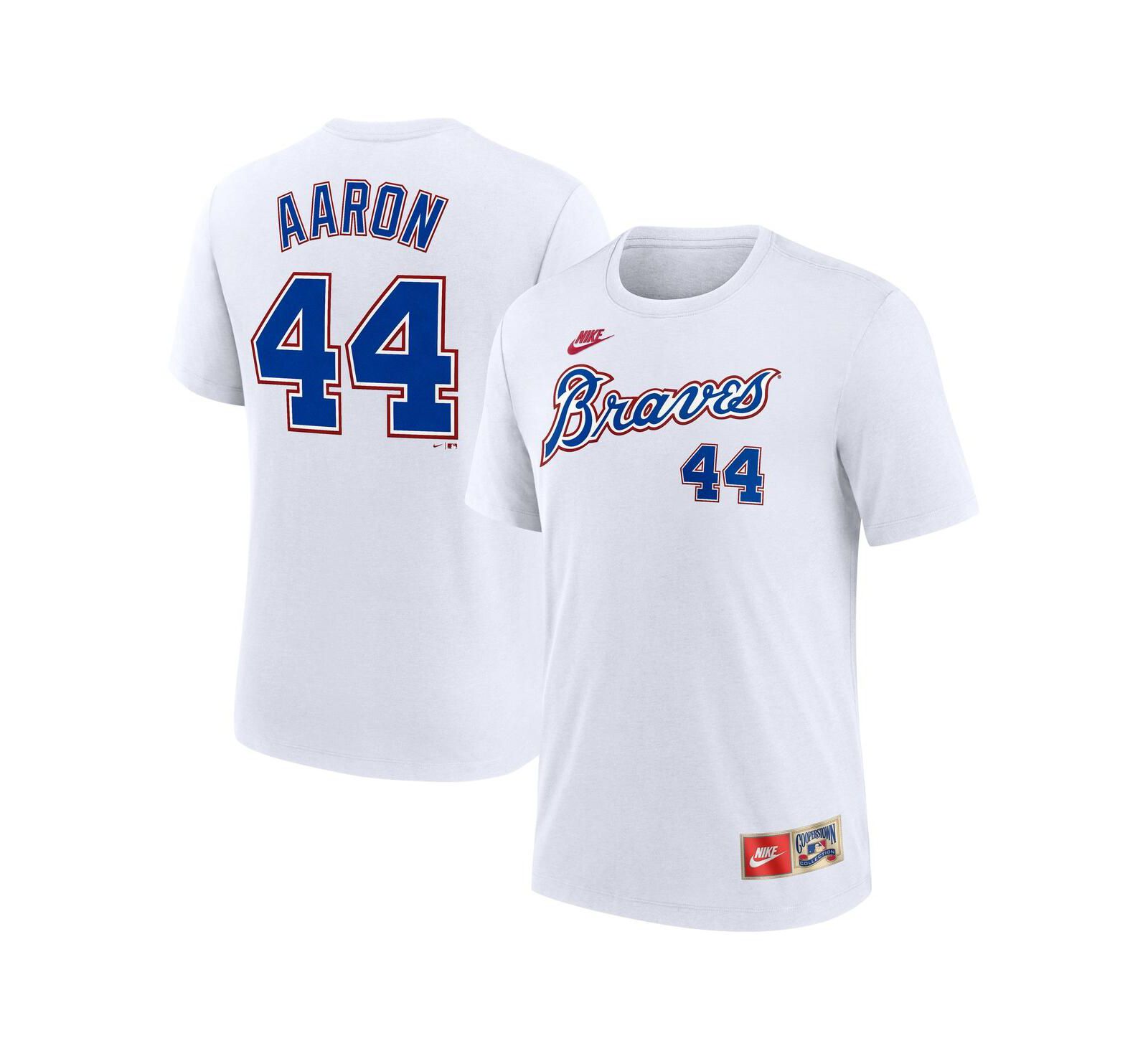 Мужская футболка Nike Hank Aaron White Atlanta Braves Cooperstown Collection Tri-Blend Name & Number