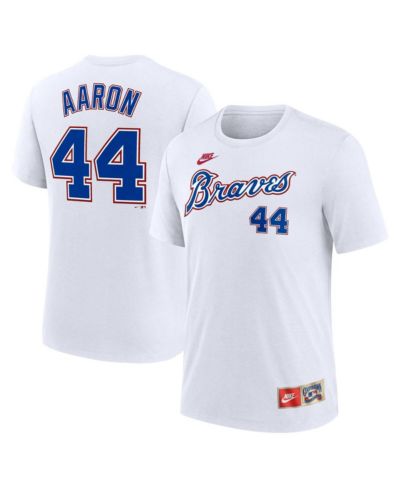 Nike Men's Hank Aaron White Atlanta Braves Cooperstown Collection Tri-Blend Name & Number T-Shirt