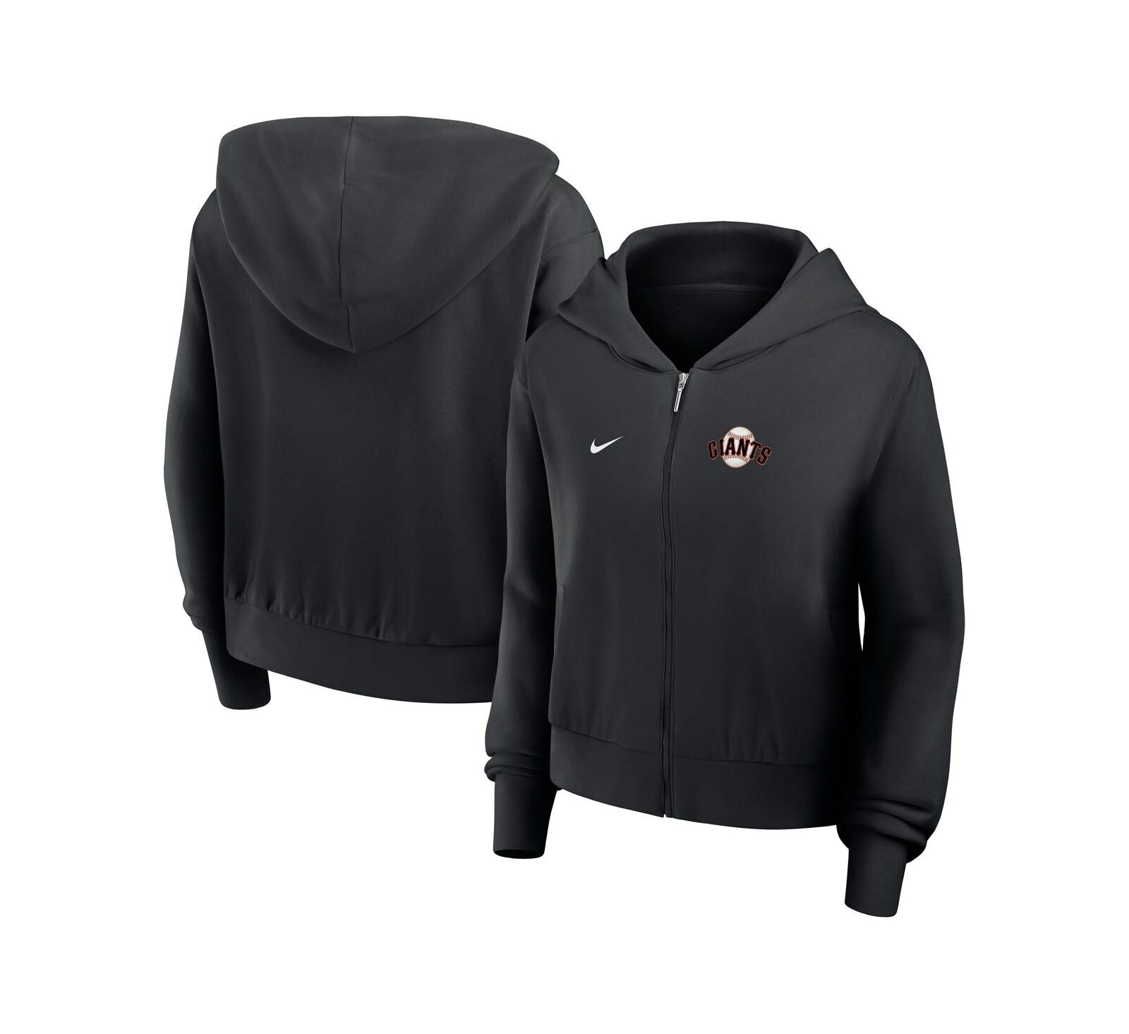 Nike Women's Black San Francisco Giants Cropped Chill Full-Zip Hoodie Jacket