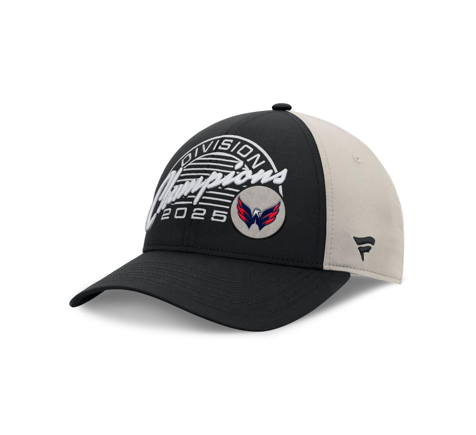 Мужская кепка Fanatics Black/Gray Washington Capitals 2025 Metropolitan Division Champions