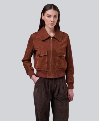 Furniq UK Женская укороченная куртка из замши