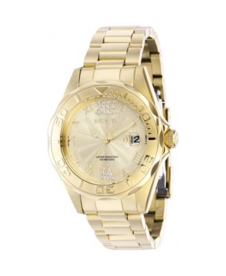 Invicta Women's 42739 Pro Diver Quartz 3 Hand Gold Dial Watch