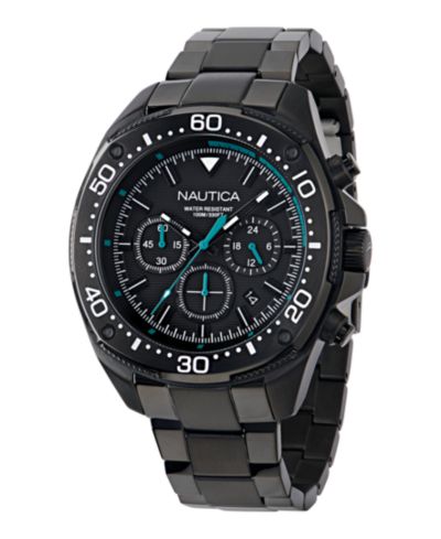 Nautica Мужские часы Chronograph Black Stainless-Steel, 46mm