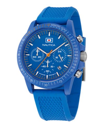 Мужские многофункциональные часы Nautica, 43mm, синий полиуретан