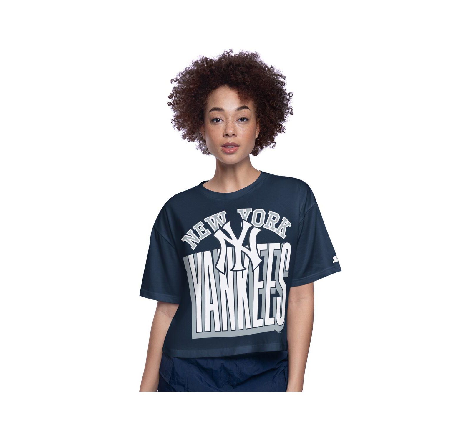Женская укороченная футболка Starter New York Yankees Play the Ball Boxy цвета Navy