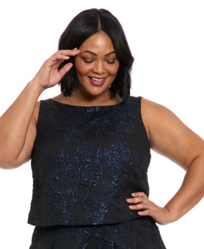 Muse Plus Size металлический жаккардовый топ с цветочным принтом