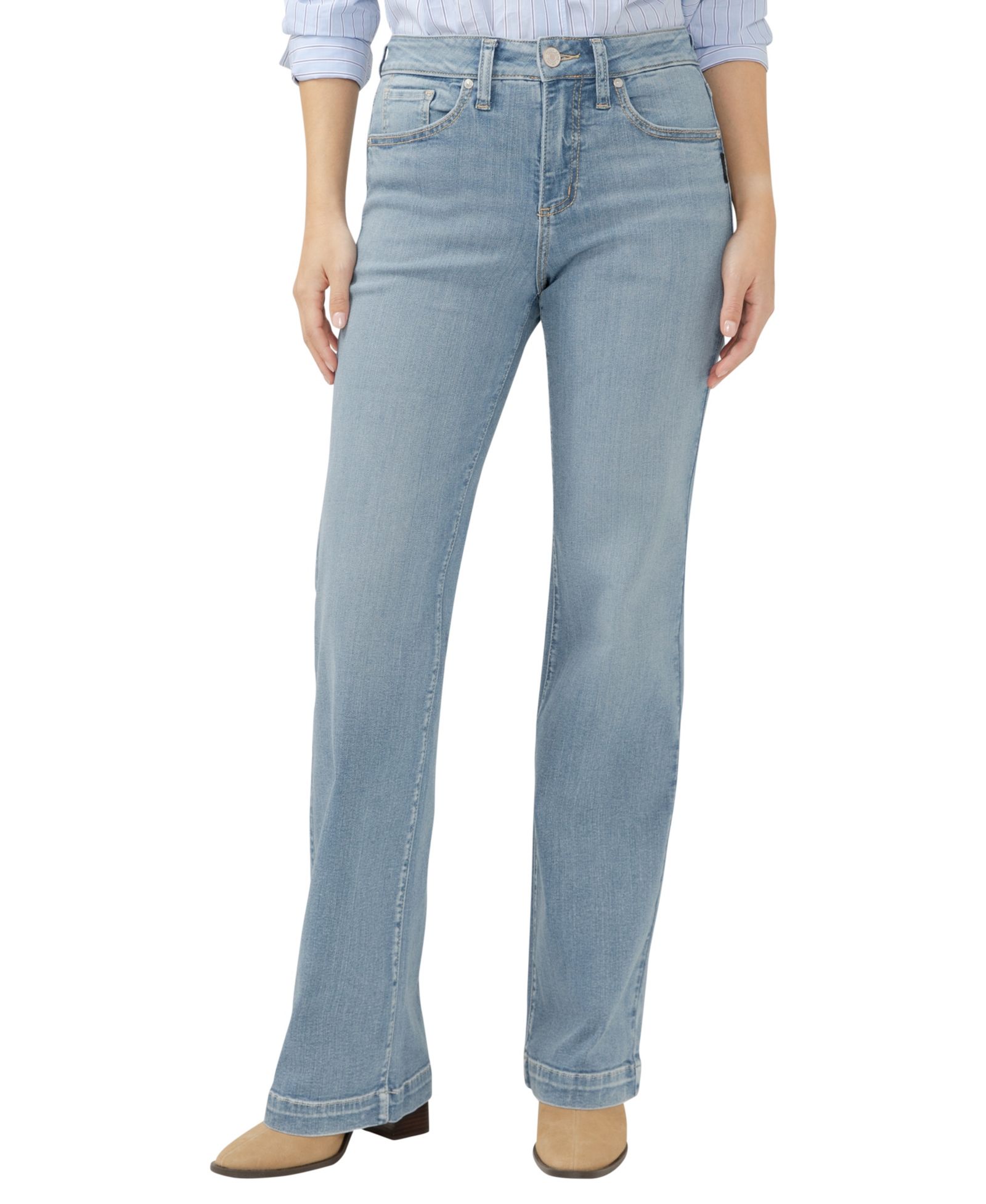 Silver Jeans Co. Women's Avery High Rise Curvy Fit Trouser Jeans