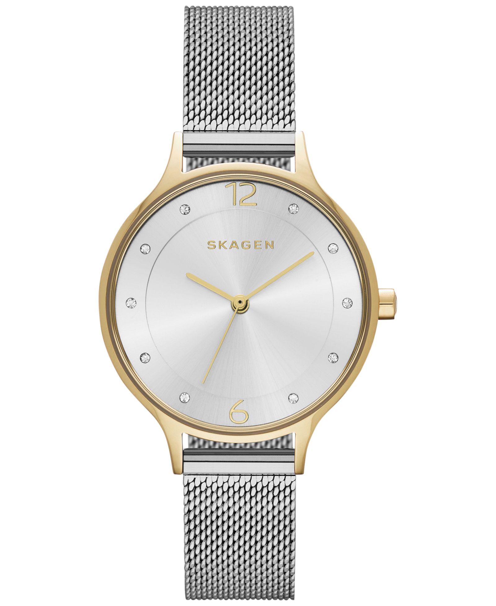 Женские часы Skagen Anita Two-Tone Stainless Steel Mesh Bracelet 30mm