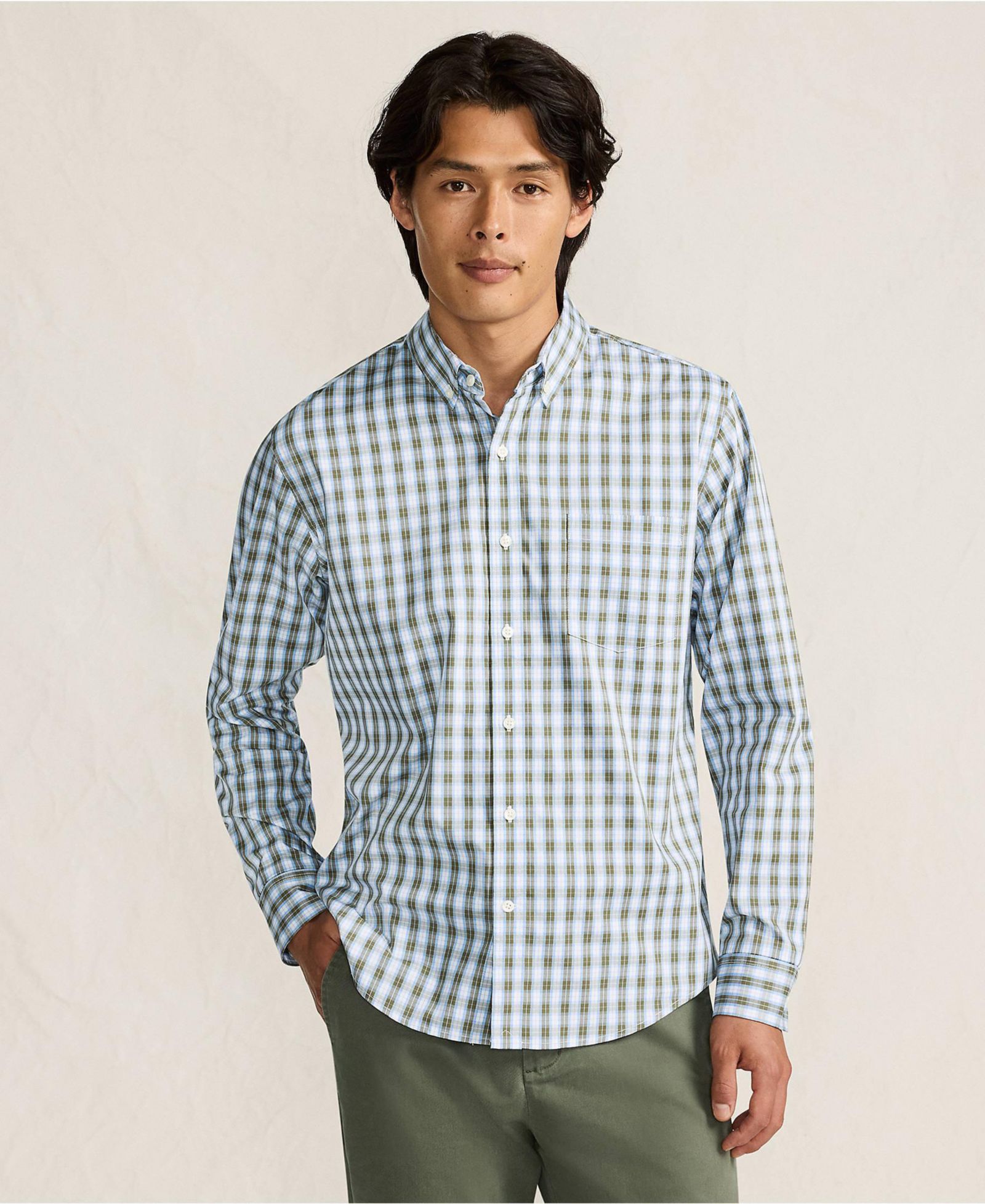Рубашка Lands' End Men's Tailored Fit для путешествий, с длинным рукавом