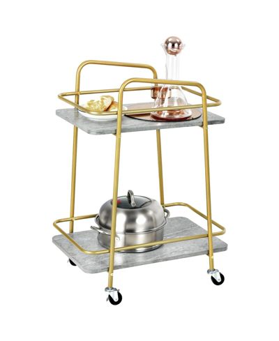 2-tier Kitchen Rolling Cart with Steel Frame and Lockable Casters