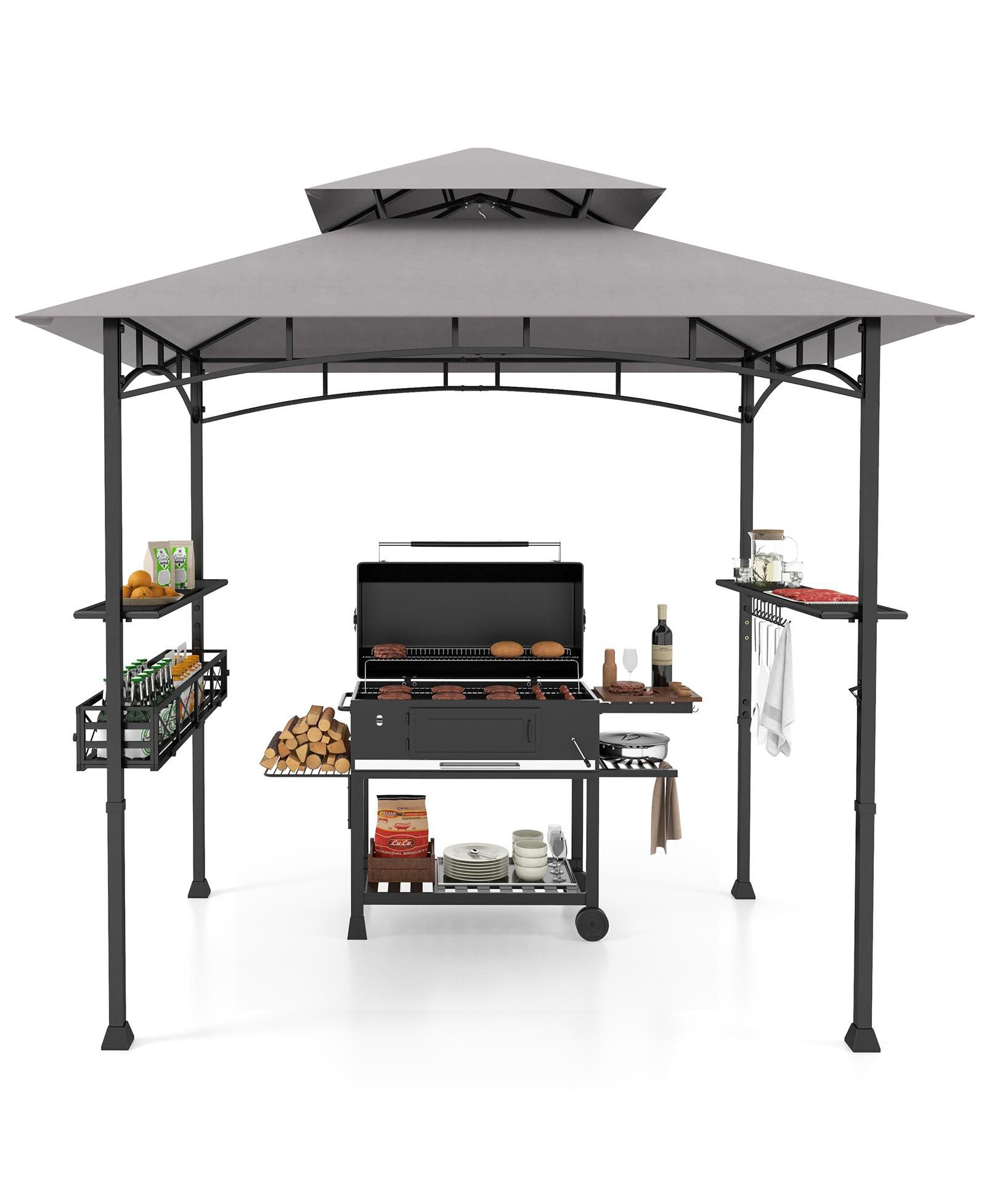 Mecale уличный садовый навес-газебо 8 x 5 FT с 2 боковыми полками и 20 крючками