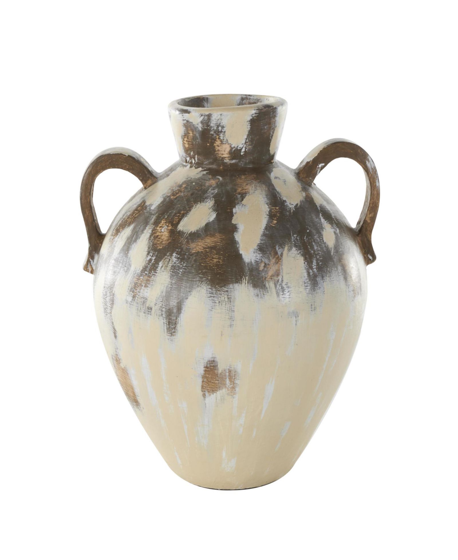 Rosemary Lane Antique Style Pot Ceramic 15" Vase with Curved Handles