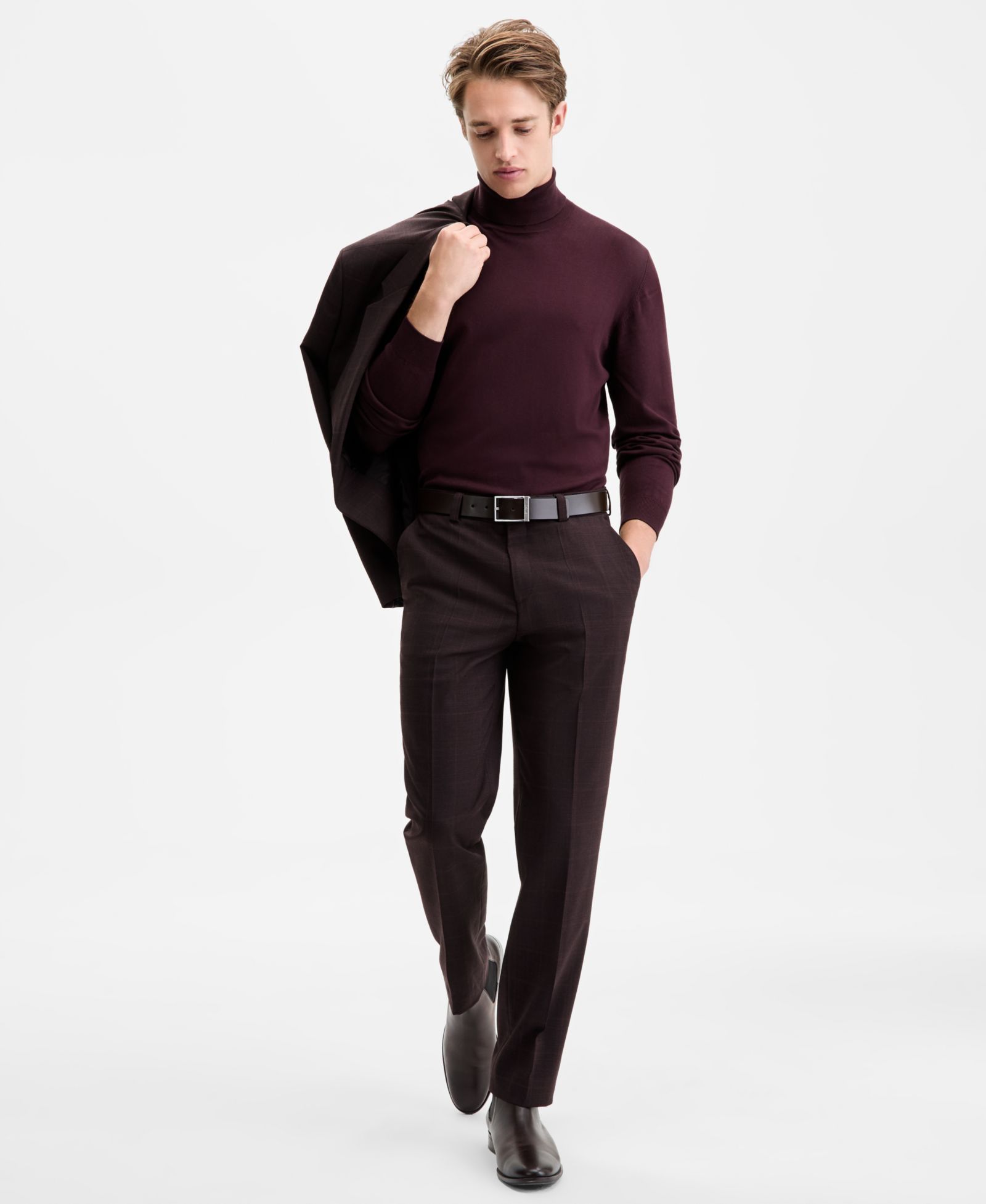 Men's Modern-Fit Plaid Suit Pants