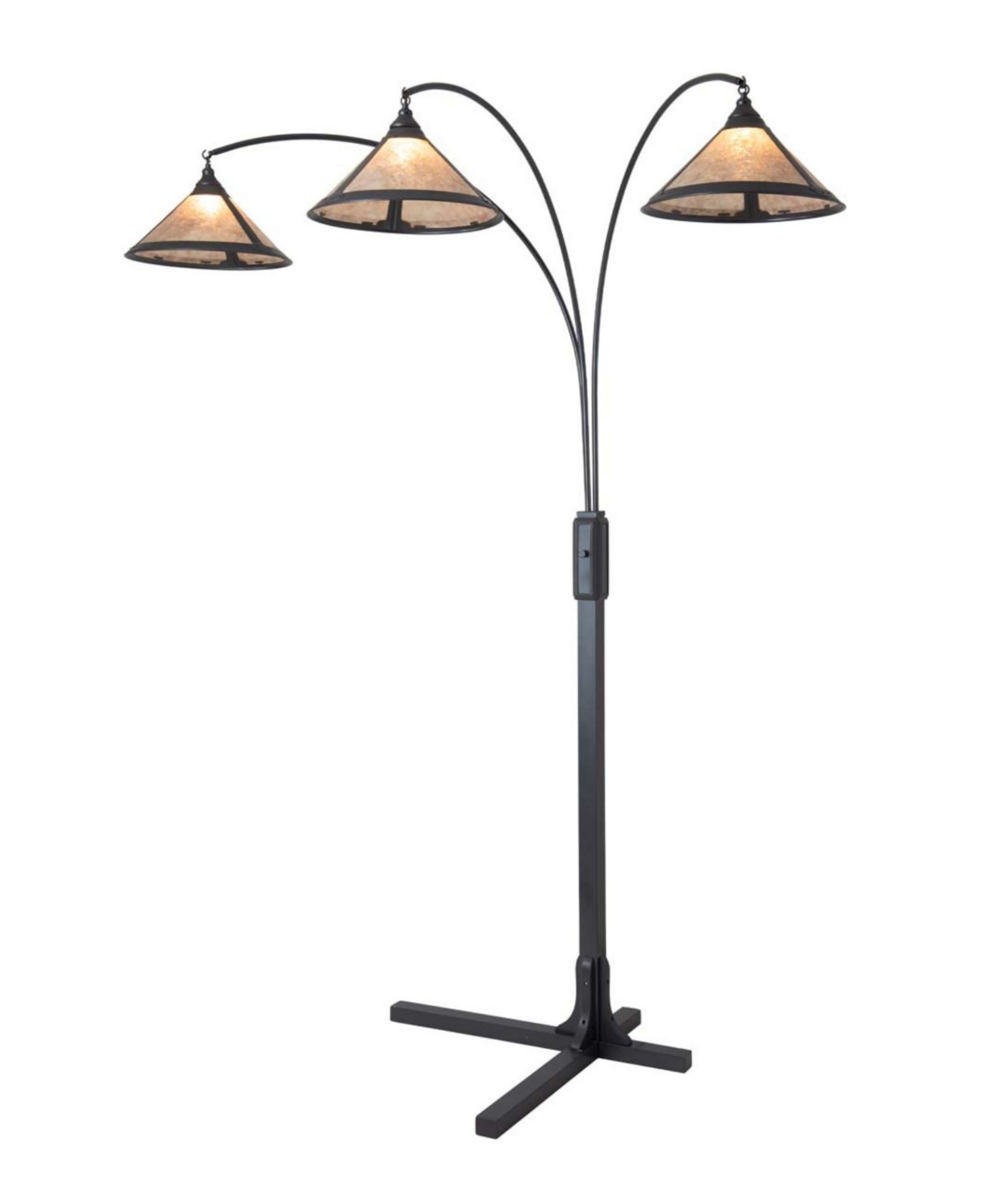 NOVA of California 86" Wood Natural Mica 3 Light Arc Floor Lamp