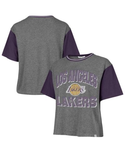 '47 Brand Women's Gray Los Angeles Lakers Rise Clubhouse Ziggy Color Block T-Shirt