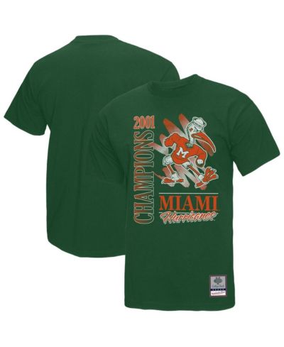 Mitchell & Ness Men's Green Miami Hurricanes Retro Brush Mineral Wash T-Shirt