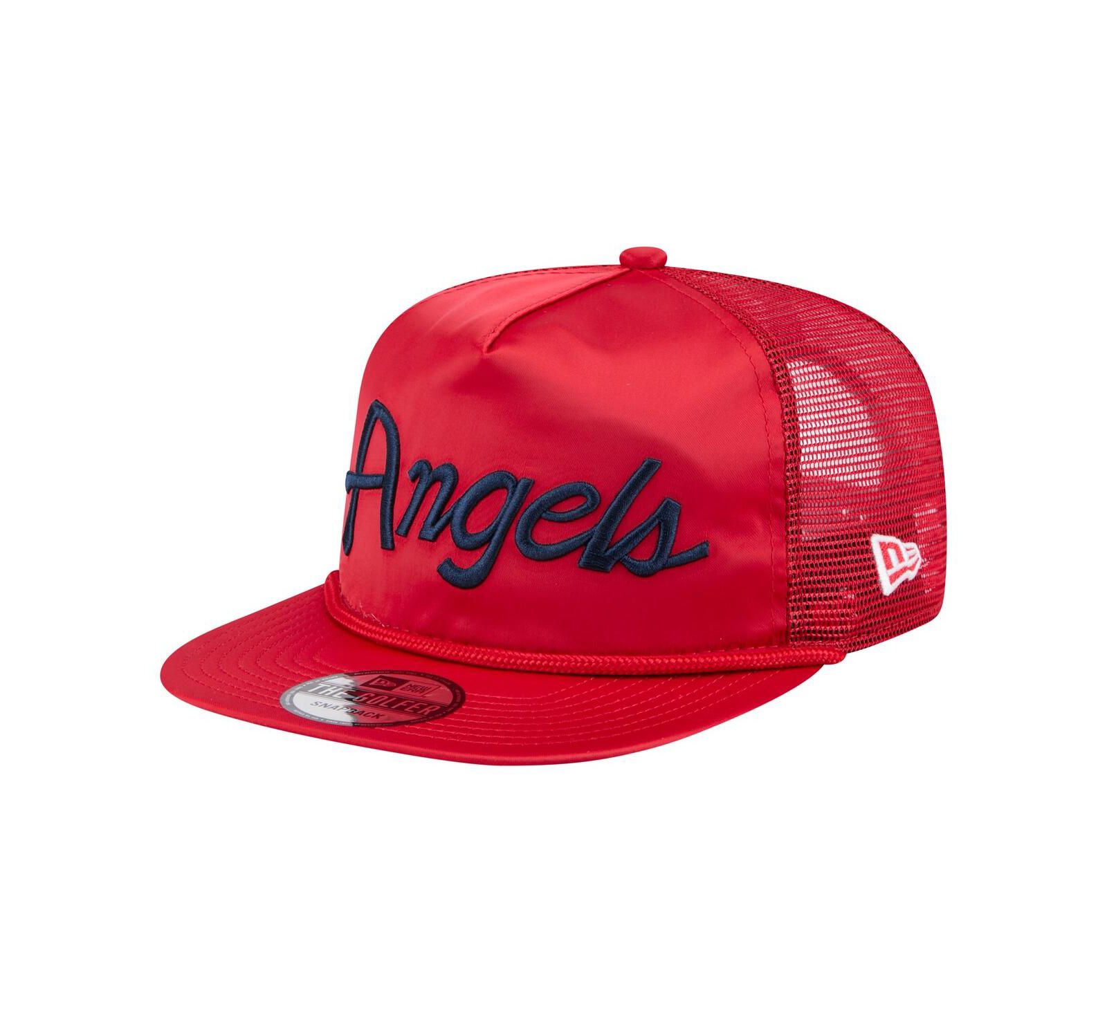 New Era Men's Red Los Angeles Angels Retro Satin Script Golfer Adjustable Hat