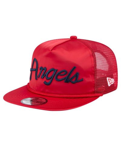 New Era Men's Red Los Angeles Angels Retro Satin Script Golfer Adjustable Hat