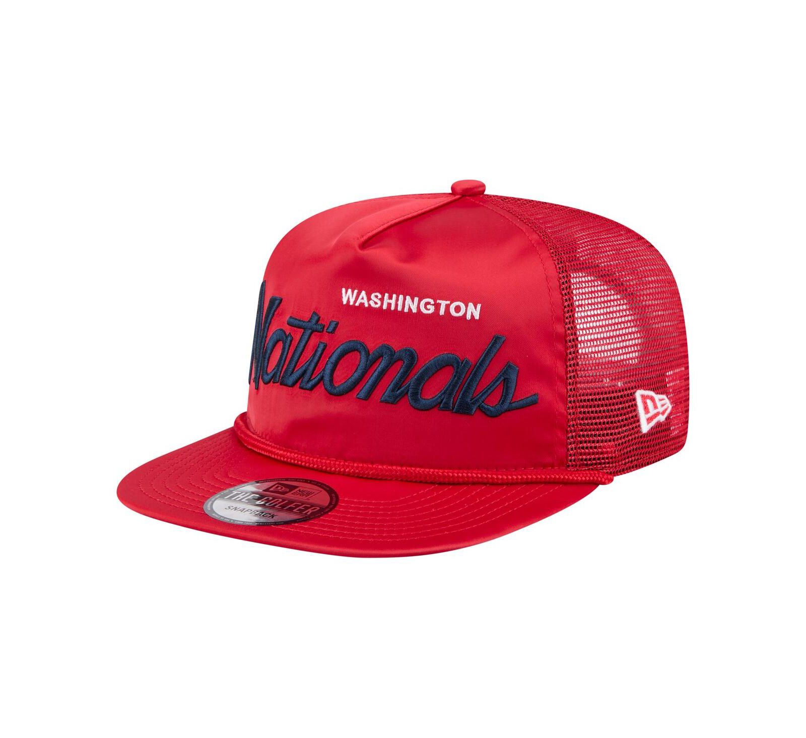 New Era Men's Red Washington Nationals Retro Satin Script Golfer Adjustable Hat