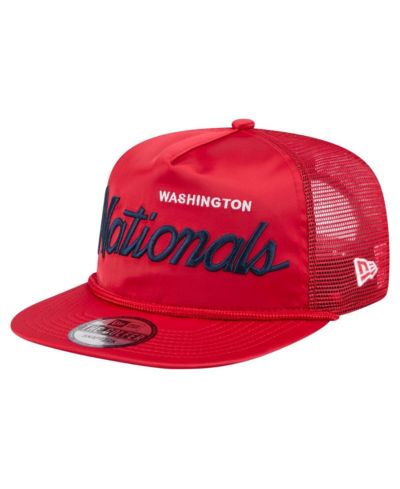 Мужская кепка New Era Red Washington Nationals Retro Satin Script Golfer Adjustable Hat