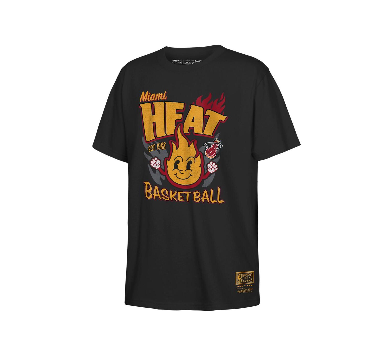 Детская футболка Mitchell & Ness Black Miami Heat Retro Mascot Script