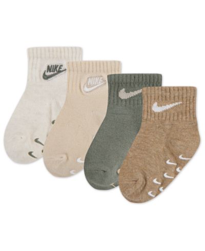Nike Baby Girls' or Baby Boys' and Toddler Logo Gripper Socks, 4-Pack